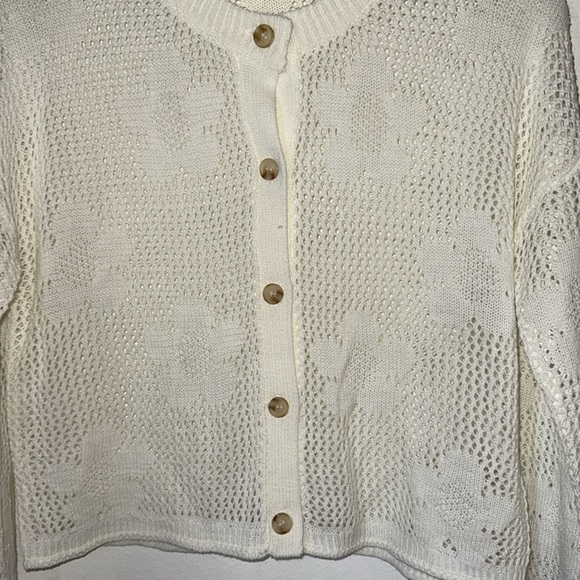 🌹NWOT: HEM & THREAD FLORAL OPEN STITCH CARDIGAN - Picture 5 of 8